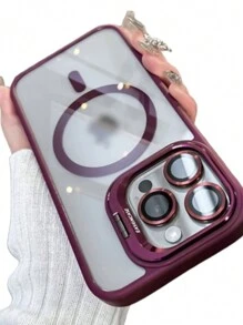 Premium Magsafe Case With Camera Support Cover And Lens Protection Kit For IPhone 11 12 13 14 15 Pro Max - Burgundy - View 1