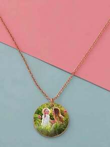 1pc Custom Photo Pendant Necklace - Stainless Steel, Geometric Circular Design DIY Gift - Perfect Gift For Mother's Day, Valentine's Day, Birthday, Wedding Etc., Mirror, Grandma's Day, Homecoming, Anniversary