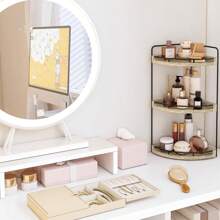 Superlele 3 Tier Corner Bathroom Counter Organizer, Rustic Bathroom Organizer, Wood Countertop Storage Tray For Vanity, Kitchen, Bedroom Back To School