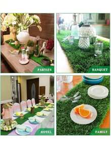 1 Roll 15.7x78.84in/18.89X27.55In Table Centerpiece Encrypted Artificial Grass Green Synthetic Table Runner/Mat ,Outdoor Decor,Garden Decor(Cuttable)