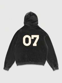 Men's Simple Vintage Distressed Snow Flake Print Hoodie Sweatshirt, Casual Long Sleeve