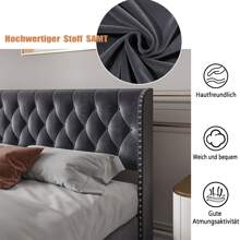 Upholstered Bed, Hydraulic Double Bed, Bed Frame, Storage Beds, 140/160/180x200cm, Velvet, Without Mattress, Dark Grey (2 Packs) - 深灰色 - 查看 8