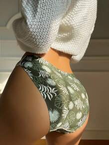 5pcs Women's Seamless Printed Bikini Briefs, Low Waist, Multi-Color, Suitable For Valentine's Day