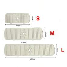 1Pcs Alfombrilla de Silicona para Grifo, Olas de Agua, Almohadilla de Drenaje para Cocina y Baño, Protector de Encimera para Fregadero Grande - Gris - Ver 8