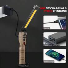 Linterna de trabajo recargable, magnética y plegable, luz de trabajo LED portátil para parrilla con 7 modos de iluminación, luz para mecánicos - Caqui - Ver 5