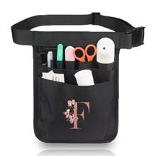 1pc Nursing Tool Waist Bag Nurse Medical Bag Rose Gold Initials A To Z Letter Pattern Multifunctional Adjustable Multi-Insert Bag, Pet Medical Care Bao Universal Multi Pocket Nurse Fanny Pack Multi Pocket Waist Organizer Belt With Adjustable Waist Strap Work Pocket Medical Supplies Storage Waist Pouch Organizer Pouch