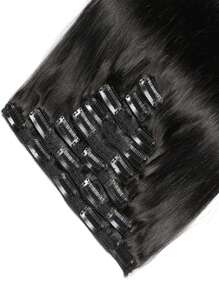 Straight Clip In Hair Extensions Real Human Hair Brazilian Remy Human Hair Clip In Hair Extensions Natural Black For Women - SNatural - View 6