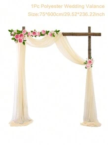 2件装6米香槟色雪纺拱门帘，婚礼拱门装饰，生日派对背景，涤纶浪漫派对装饰，婚礼派对新娘礼物，房间装饰，适用于婚礼拱门、楼梯扶手、椅背、薄纱窗帘、桌旗、桌布、派对用品 - 香檳色 - 查看 7