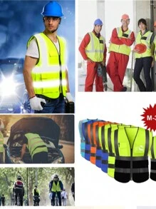 反光背心，高能见度，空白，XXXL，摩托车夹克背心，荧光信号，男女通用 - 淺藍色 - 查看 5