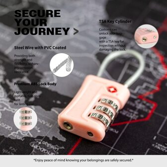 UP Security TSA Approved Luggage Locks, Combination Travel Padlock, 3-Digit Waterproof Lock, TSA Accepted Outdoor Keyless Resettable Lock For Lockers, Bags, Backpack, Gym Toiletry Bag Wash Bag Toiletry Travel Bag Makeup Storage Beach Beach Bag Vacation Holiday Essentials School Supplies Travel Essentials Ladies For College Dorm Bathroom