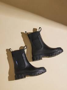 Damen einfarbige wasserdichte Regenstiefel, modischer runder Zehenbereich Stiefel zum Tragen Outdoor, rutschfeste Regenstiefel für Damen und Mädchen