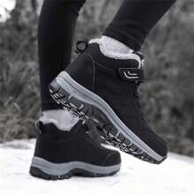 Women's Hiking Boots, Warm Thermal Lined Leather Short Boots, Outdoor Sports Shoes, Waterproof Trekking Climbing Boots, Anti-Skid Wear-Resistant Mountain Climbing Travel Shoes