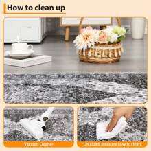 ANPHONMachine Washable Faux Wool  Printed Carpet Area Rug Non Slip Stain Resistant Thin Floor Covering Non Shedding Easy To Clean And Wash Doormat With Low Pile Soft Foldable Mat Design Bordered Style For Home Aesthetic Decor In Living Room Dining Room Laundry Bathroom Entrance And Bedroom
