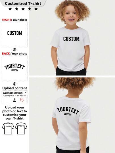 Custom Tween Boy Short Sleeve Sports T-Shirt, Designs: "I Love Mom", "I Love Dad", Birthday Gift, Thanksgiving Gift, Mother's Day Gift