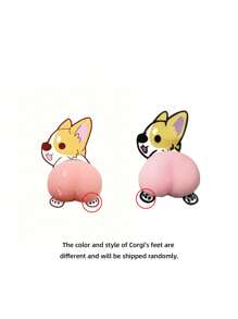 2pcs Puppy Themed Silicone Soft Squeeze Anti-Collision Pressure Relief Toy For Car/Fridge - Pink - View 4