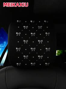 MEIKAXIU 1 件闪亮美丽蝴蝶结 Blingbling 柔软面料汽车头枕套，可拆卸头枕套，舒适的汽车内饰配件，女性通用尺寸 - 均碼 - 查看 10