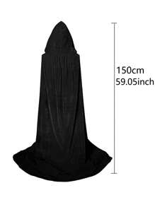Capa de terciopelo negro con capucha de bruja, túnica larga de reina para fiestas y cosplay, adecuada para Halloween, varios festividades, bruja, diablo, vampiro, disfraz medieval del Renacimiento, accesorios para baile de graduación