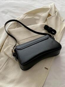 Bolso cuadrado minimalista con solapa, bolso debajo del brazo de unicolor simple, bolso de textura de PU, bolso versátil de moda