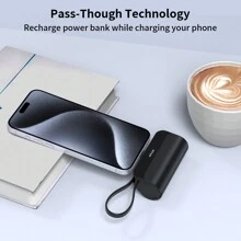 Caricabatterie portatile mini di tipo C per iPhone, power bank ultra compatto da 5000mAh per viaggi, batteria ricaricabile senza fili per telefono, compatibile con iPhone 16 15 Plus ProMax Android Galaxy