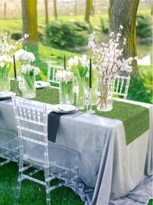 1 Roll 15.7x78.84in/18.89X27.55In Table Centerpiece Encrypted Artificial Grass Green Synthetic Table Runner/Mat ,Outdoor Decor,Garden Decor(Cuttable)