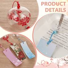 1pc Japanese Style Handmade Glass Wind Chimes In Pink Cherry, Red, Blue, Suitable As Birthday Gift And Home Decor