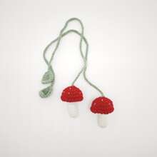 2pcs Handmade Red Mushroom Curtain Tieback Pendant,Vintage Crochet Doilies,Creative Sunflower Car Rearview Mirror Pendant, Fashion Accessory - View 4