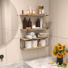 Superlele 3+1/4+1 Tier Bathroom Floating Shelves Over Toilet, 15.8in Farmhouse Rustic Wood Shelves, Wall Decor For Bathroom, Living Room, Bedroom And Kitchen Home Bathroom Decor Bathroom Organizer