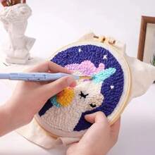1 件刺绣套件打孔针缝纫工具魔术刺绣针笔编织工具针织缝纫工具适用于 DIY 地毯钩