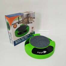 Juguete interactivo para amantes de los gatos y mamás de gatos con ratón giratorio, poste rascador y juguete de rompecabezas con ratón, todo en un diseño verde para gatos de interior y gatitos que aman a sus dueños