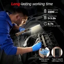 Linterna de trabajo recargable, magnética y plegable, luz de trabajo LED portátil para parrilla con 7 modos de iluminación, luz para mecánicos - Caqui - Ver 6