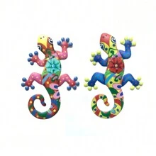 1 pieza Decoración de arte de hierro con forma de gecko, decoración de pared de metal con gecko para exteriores, adorno colgante de pared