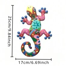 1 pieza Decoración de arte de hierro con forma de gecko, decoración de pared de metal con gecko para exteriores, adorno colgante de pared