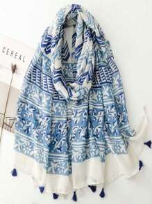 Paisley Pattern Simple Elegant Scarf, Fashionable Women's Silk Scarf, Vibrant Printed Large Shawl, Bohemian Style Beach Wrap, Linen Feel Shawl For Women, Spring/Summer - Multicolor - View 12