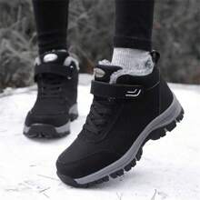 Women's Hiking Boots, Warm Thermal Lined Leather Short Boots, Outdoor Sports Shoes, Waterproof Trekking Climbing Boots, Anti-Skid Wear-Resistant Mountain Climbing Travel Shoes