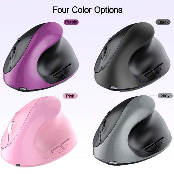 Ratón vertical inalámbrico ergonómico Bluetooth 5.0 de doble modo, 1600DPI ajustable, 6 botones, recargable, silencioso, para Win/Android/IOS (500mAh)