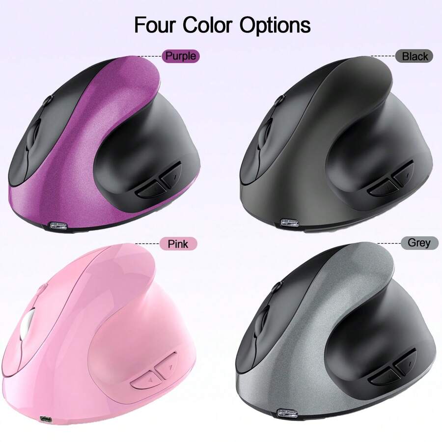 Souris verticale sans fil ergonomique Bluetooth 5.0 à double mode 1600 DPI réglable, 6 boutons, souris silencieuse rechargeable sans fil pour Win/Android/iOS (500 mAh)