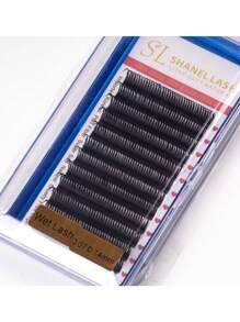 12 Reihen nasse Anime-Stil Manga Wimpernverlängerungen 0,07/0,05 D Curl 8-15mm nasser Look Wimpern A-Form Cosplay Manga Spitzen weiche Wimpern Nerz flauschig Einzelne Russische Volumen Natürliche Vorbereitete Volumen Fächer Falsche Wimpern Zubehör Cilios für Profis