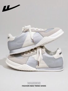 WARRIOR 1 Pair WARRIOR Women's Casual Flat Sport Shoes, Lace-Up Design Thick Bottom Increase Height Skate Shoes, Low-Top Outdoor Flat Shoes, Autumn Casual Shoes, Modern Design Women Thick Bottom Chunky Sneakers, Classic Style With Retro Details, Comfortable And Stylish, Patchwork Material Design Suitable For Students