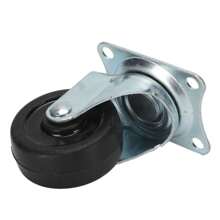 Paquete de 4 ruedas giratorias de 2 pulgadas con ruedas de freno base de goma dura con placa superior y rodamiento - Negro - Ver 6
