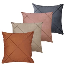 Kit Of 4 Draped Suede Cushion Covers 45x45 With Invisible Zipper - Assorted Kit (1 Each Color) - View 2