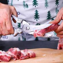 Tijeras de acero inoxidable para huesos de pollo, tijeras de cocina, tijeras para alimentos, tijeras para cortar pescado, pollo y pato, cuchillo - Tijeras negras - Ver 5