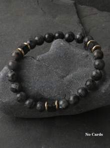 8mm Men's Balance Bracelet - Larvikite With Lava Beads Healing Diffuser Bracelet,Negative Energies,Grounding Energy Anxiety Aromatherapy Gift For Him - Gift For Men - Men Jewelry Gift