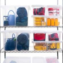 70 Quart Clear Plastic Storage Bin With Divider, Adult, Set Of 4