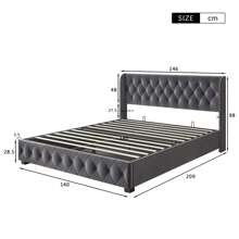 Upholstered Bed, Hydraulic Double Bed, Bed Frame, Storage Beds, 140/160/180x200cm, Velvet, Without Mattress, Dark Grey (2 Packs) - 深灰色 - 查看 4