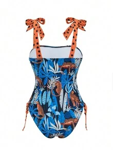 New Sexy Leopard Print Halter One-Piece Swimsuit, Drawstring Tie Front, Skinny, Supportive, Slim Down, Suitable For Summer Beach Pool, Vacation