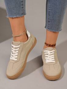 Damen Outdoor Khaki leichte Lässig Sportschuhe, farbblockdesign bequeme Sneaker für Outdoor, Laufen