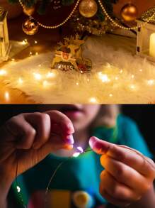 100/50/40/30 Sets Of Battery Powered String Lights, Each 78.74 Inches, With Three Modes To Choose From: Battery Powered LED Mini String Lights, Linear Firefly Starlight, DIY Bedroom, DIY Wedding Party Mason Jar Crafts Festival, Flower Cake Gift Box Decoration, Waterproof String Lights, Indoor And Outdoor Bedroom Courtyard Party Decoration (White) - Warm White - View 7