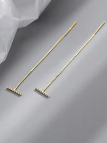Nooxian 1 Pair Women's Copper Column Element Ear Thread Earrings - Yellow Gold - View 4
