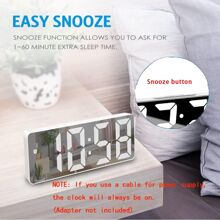 SOKANY 1 pieza Reloj despertador con espejo simple, reloj LED inteligente de alta definición, con visualización de temperatura, brillo ajustable, función de control por voz, reloj de 12/24 horas, alimentación por USB y batería. Adecuado para reloj de escritorio, reloj despertador digital de mesita de noche, opción perfecta para decoración de escritorio y dormitorio.