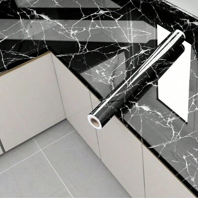 1/2 Rolls Of Waterproof Kitchen Sticker With Marble Pattern, Self-Adhesive Modern PVC Material Wall Paper For Wall Decoration In Kitchen, Living Room, Bedroom, Etc.